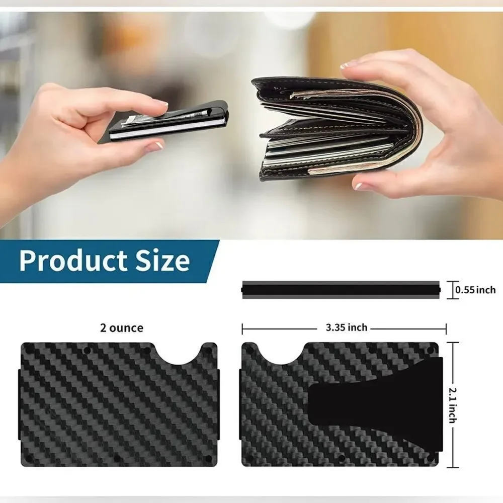 Men RFID Blocking Slim Money Clip Wallet Credit Card ID Holder Thin Minimalist